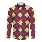 Ruby Gold African Ankara Pattern Long Sleeve Button Shirt