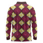 Ruby Gold African Ankara Pattern Long Sleeve Polo Shirt