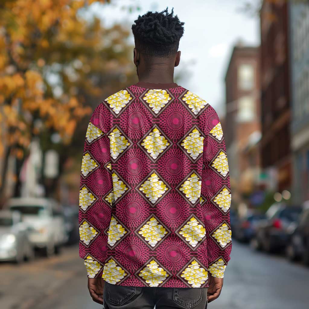 Ruby Gold African Ankara Pattern Long Sleeve Shirt