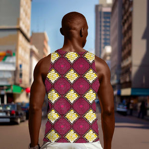 Ruby Gold African Ankara Pattern Men Tank Top