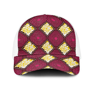 Ruby Gold African Ankara Pattern Mesh Trucker Cap