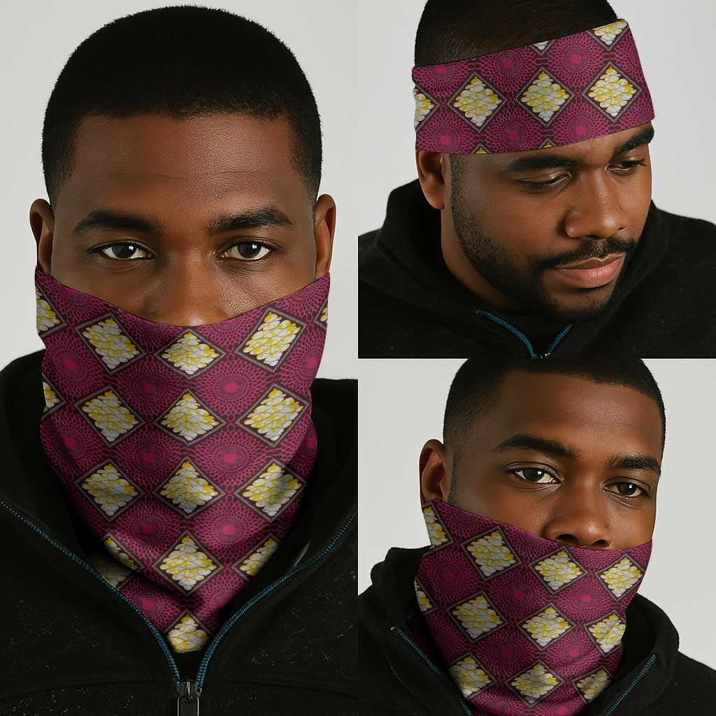Ruby Gold African Ankara Pattern Neck Gaiter