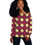 Ruby Gold African Ankara Pattern Off Shoulder Sweater