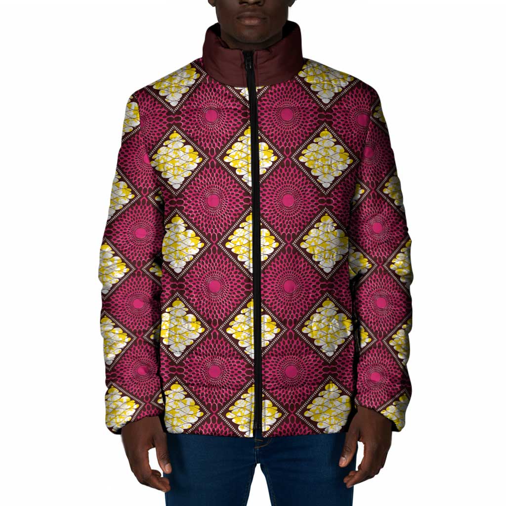 Ruby Gold African Ankara Pattern Padded Jacket