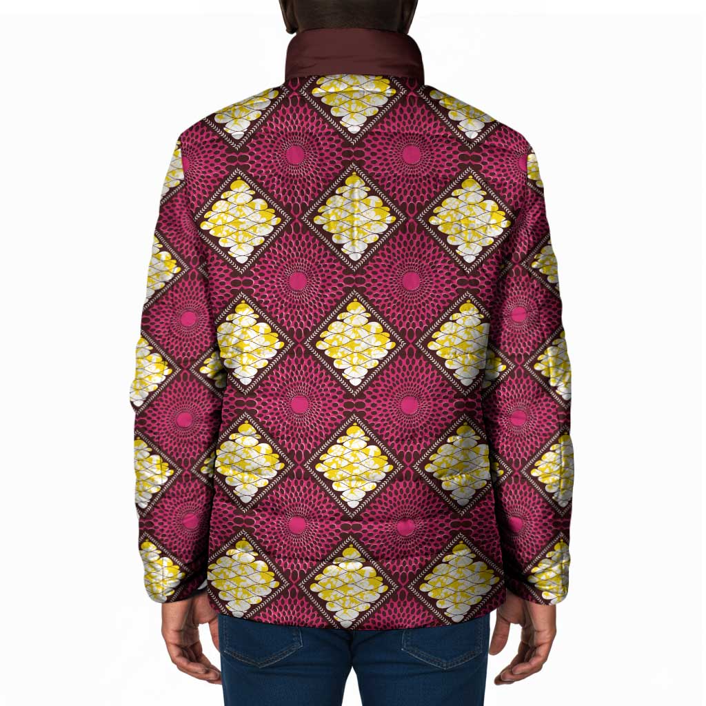 Ruby Gold African Ankara Pattern Padded Jacket