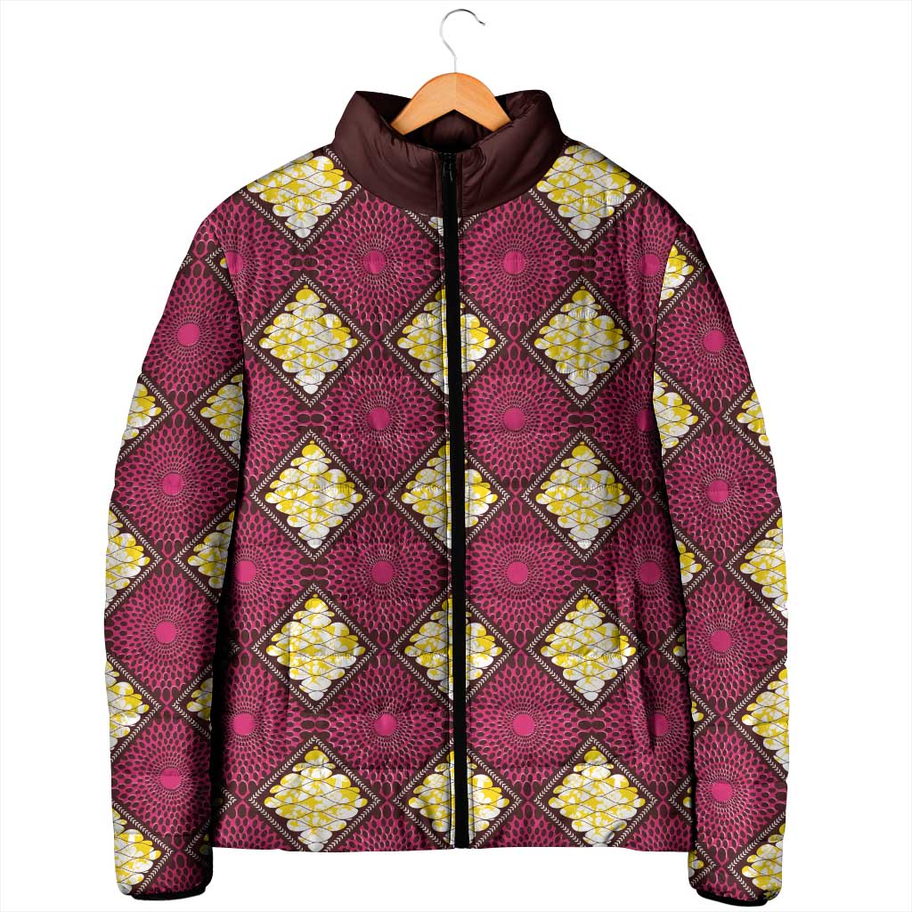 Ruby Gold African Ankara Pattern Padded Jacket