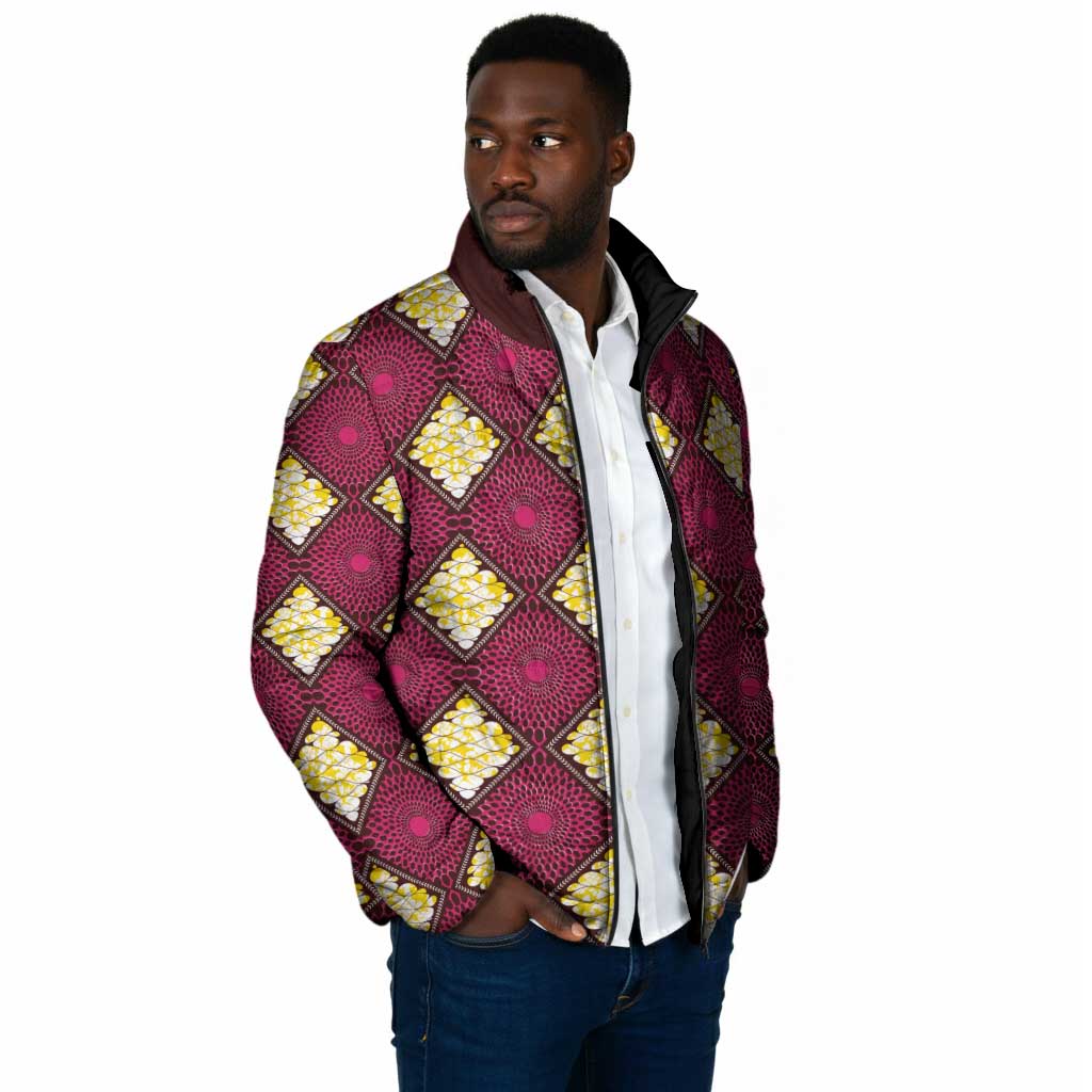 Ruby Gold African Ankara Pattern Padded Jacket