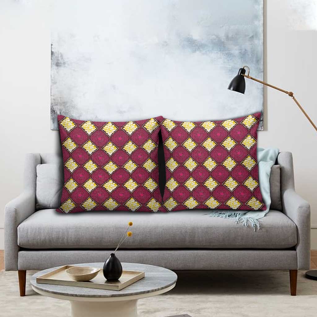 Ruby Gold African Ankara Pattern Pillow Cover