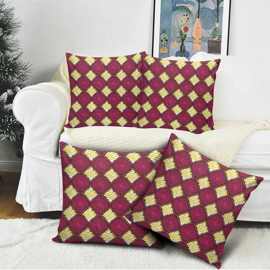 Ruby Gold African Ankara Pattern Pillow Cover