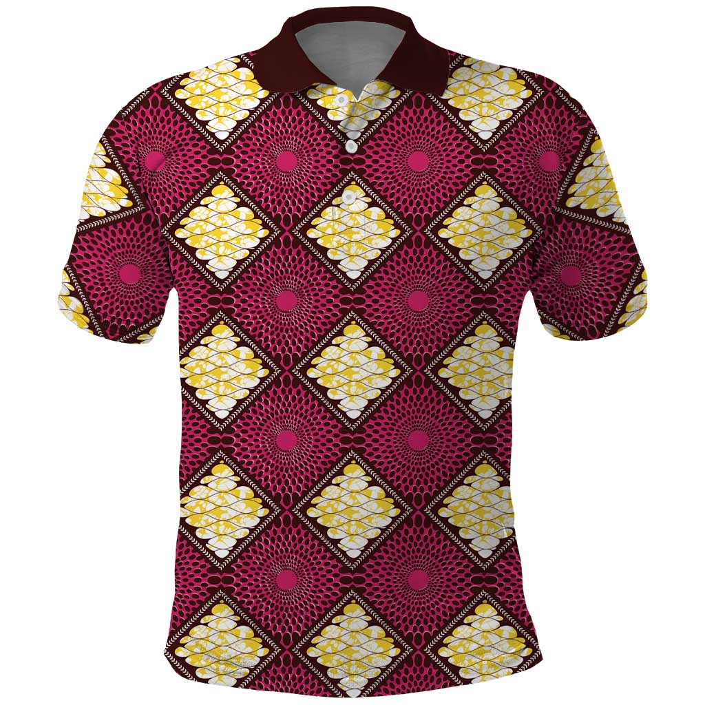 Ruby Gold African Ankara Pattern Polo Shirt