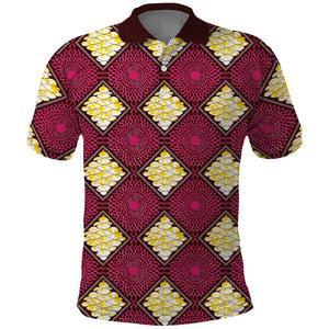 Ruby Gold African Ankara Pattern Polo Shirt