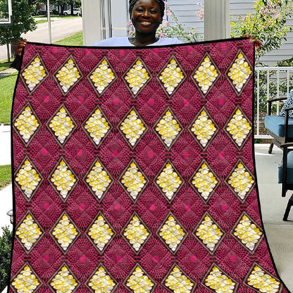 Ruby Gold African Ankara Pattern Quilt