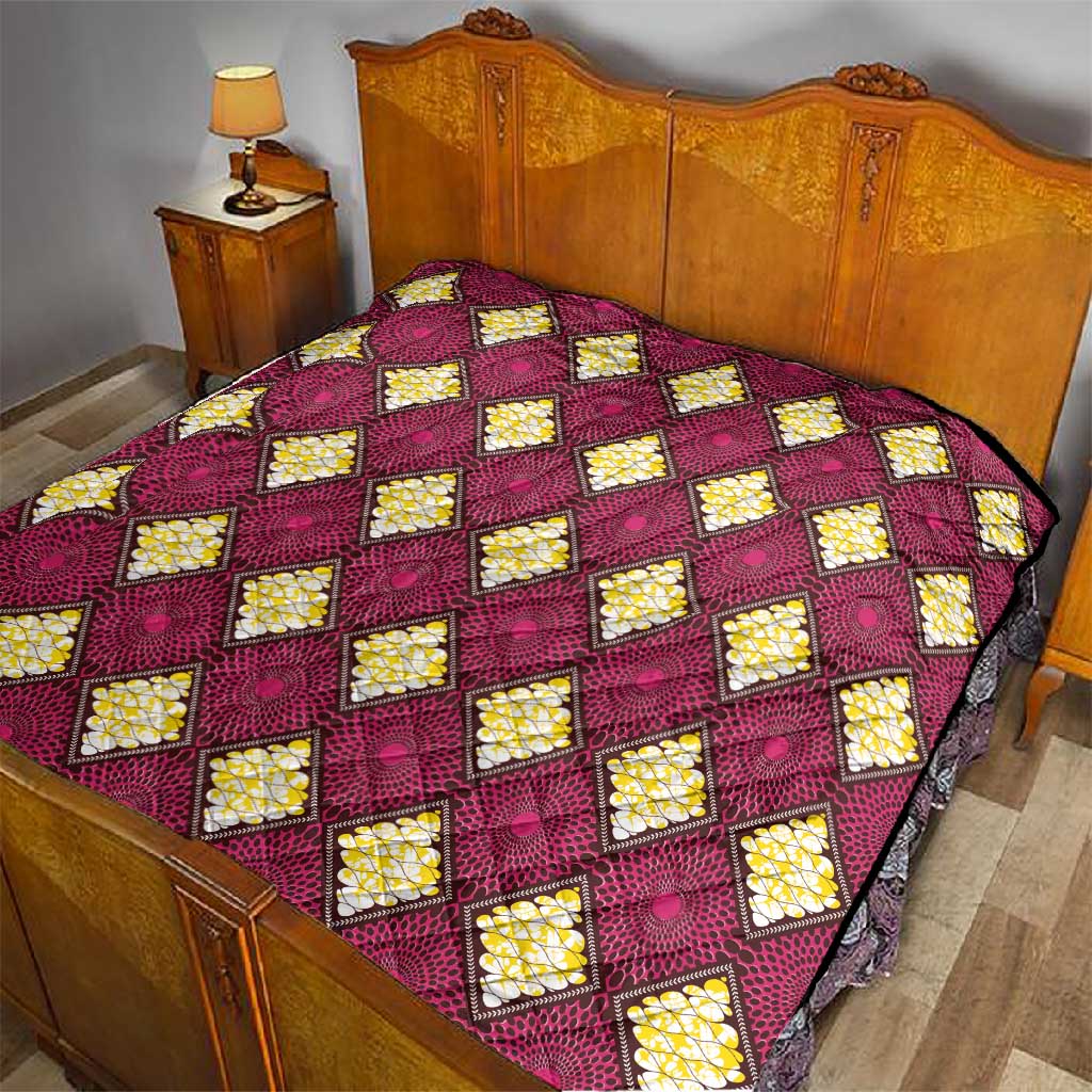 Ruby Gold African Ankara Pattern Quilt