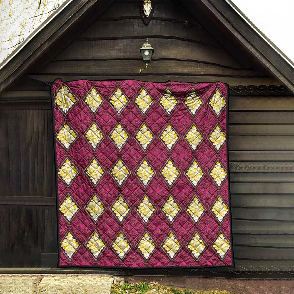 Ruby Gold African Ankara Pattern Quilt