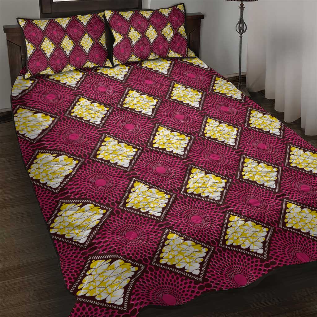 Ruby Gold African Ankara Pattern Quilt Bed Set