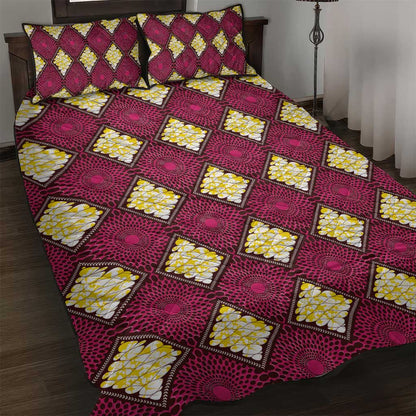 Ruby Gold African Ankara Pattern Quilt Bed Set