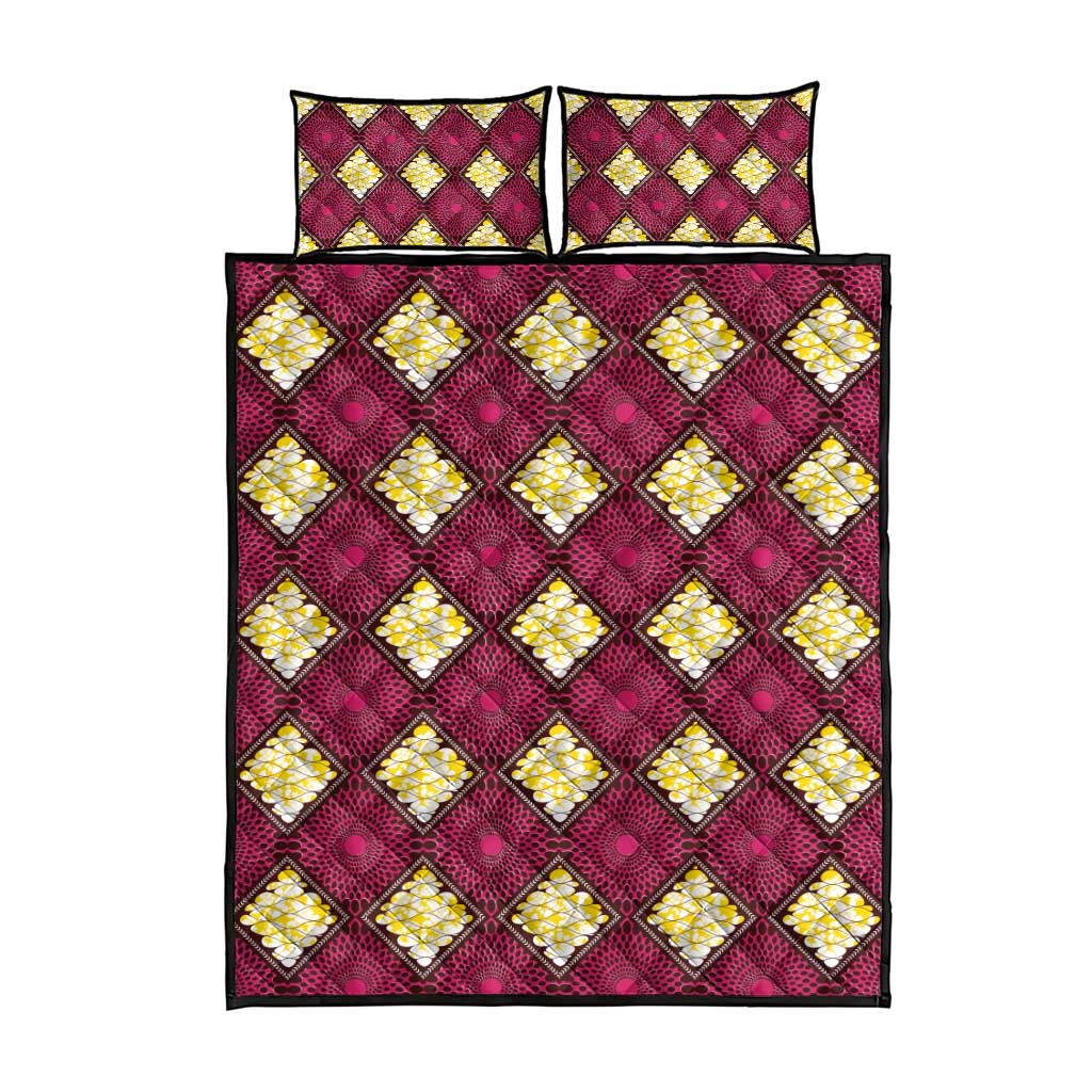 Ruby Gold African Ankara Pattern Quilt Bed Set