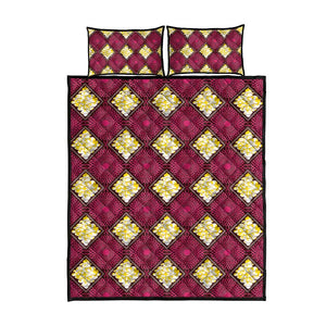 Ruby Gold African Ankara Pattern Quilt Bed Set