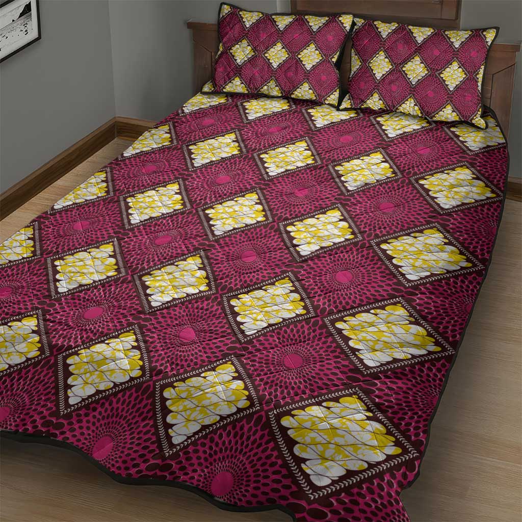 Ruby Gold African Ankara Pattern Quilt Bed Set