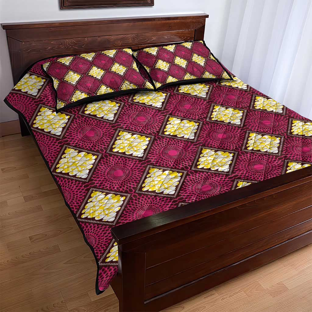 Ruby Gold African Ankara Pattern Quilt Bed Set