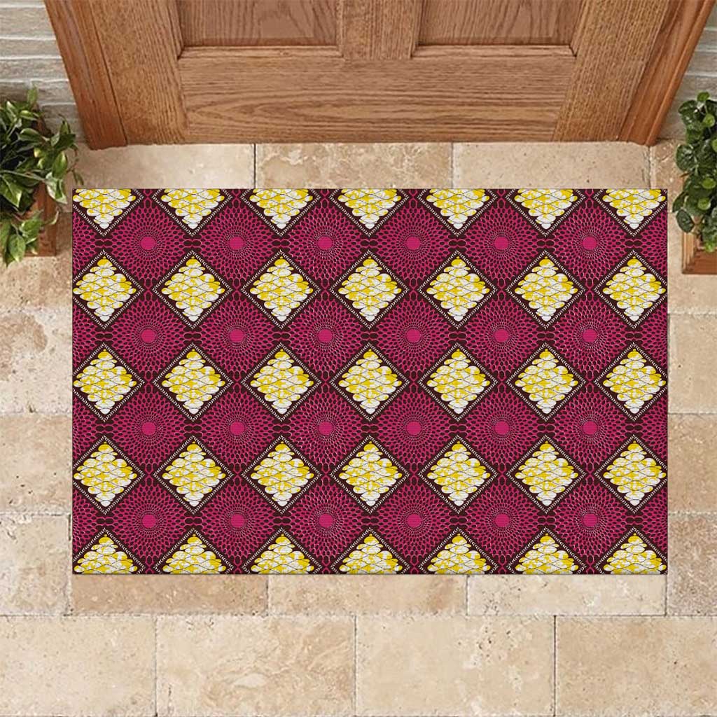 Ruby Gold African Ankara Pattern Rubber Doormat