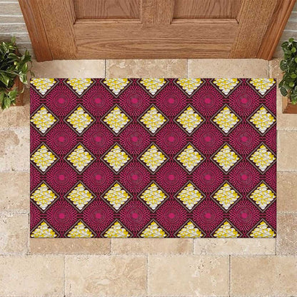 Ruby Gold African Ankara Pattern Rubber Doormat