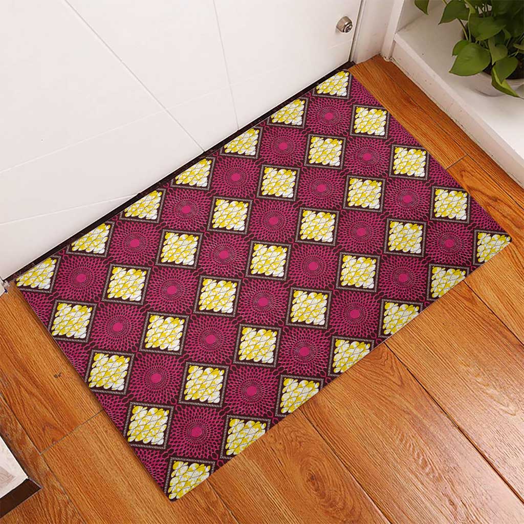 Ruby Gold African Ankara Pattern Rubber Doormat