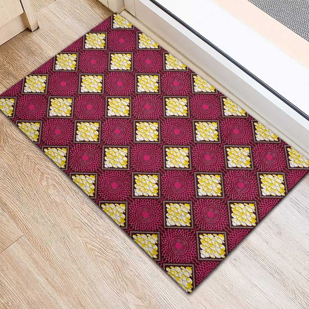 Ruby Gold African Ankara Pattern Rubber Doormat