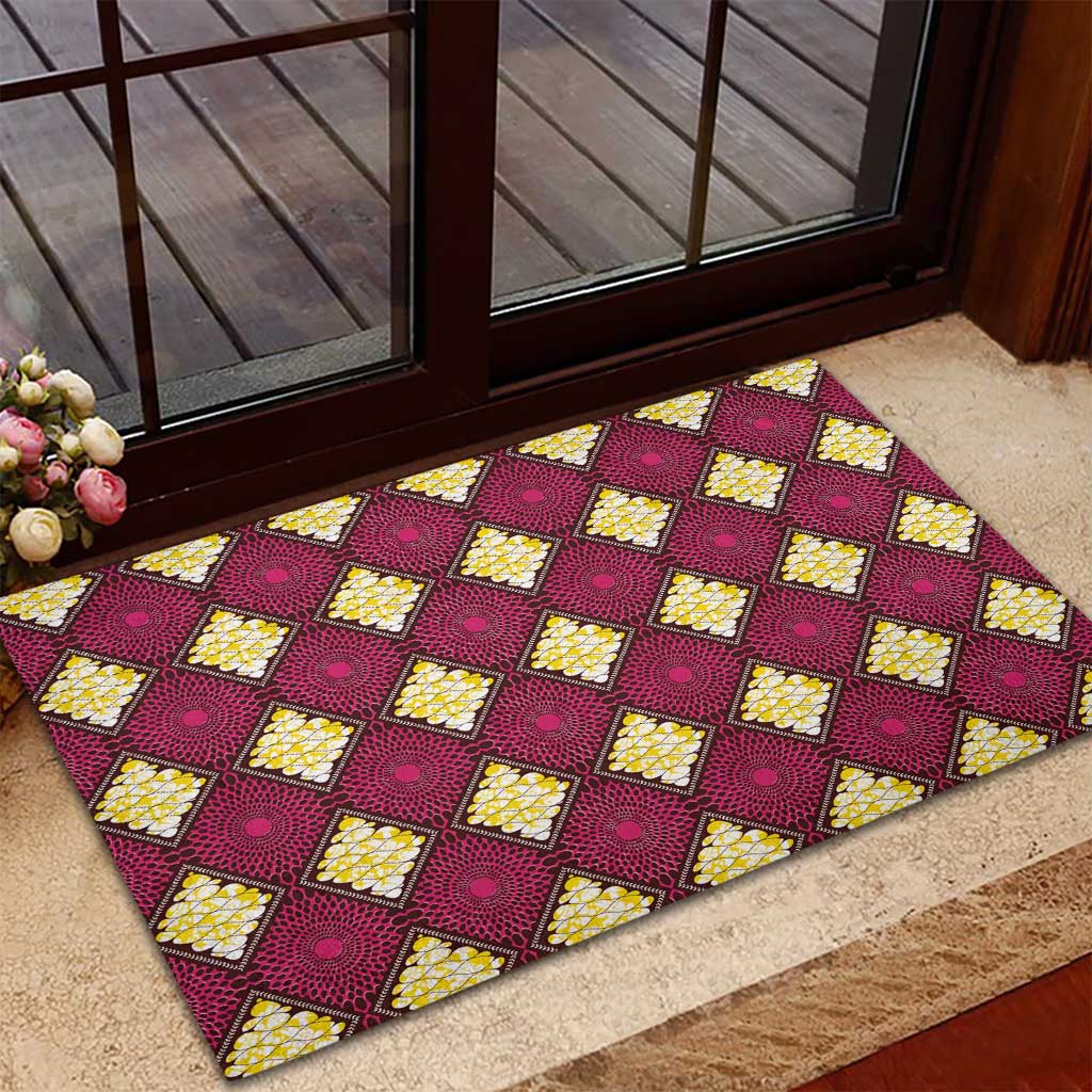 Ruby Gold African Ankara Pattern Rubber Doormat