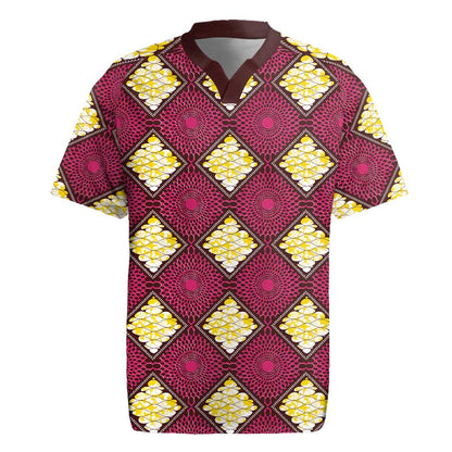 Ruby Gold African Ankara Pattern Rugby Jersey