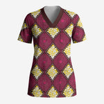 Ruby Gold African Ankara Pattern Scrub Top
