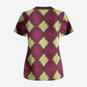 Ruby Gold African Ankara Pattern Scrub Top