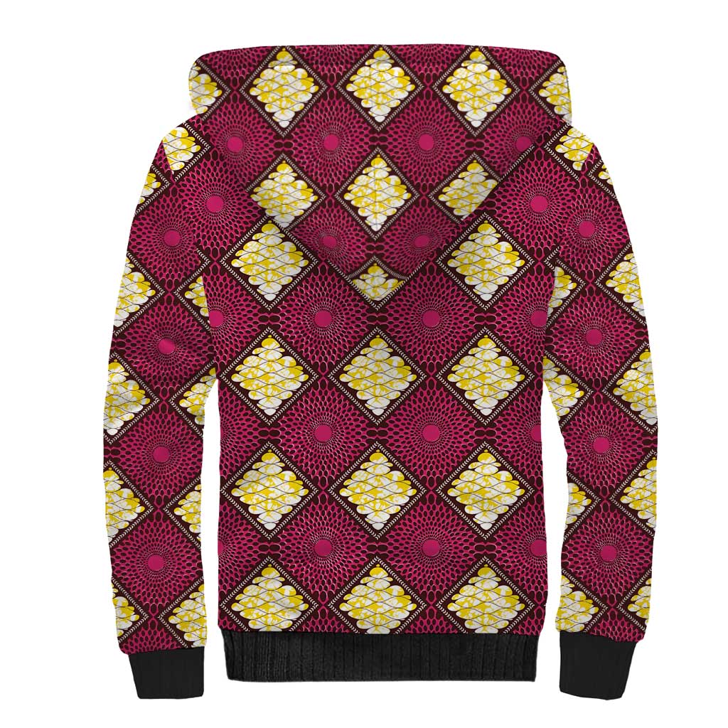 Ruby Gold African Ankara Pattern Sherpa Hoodie