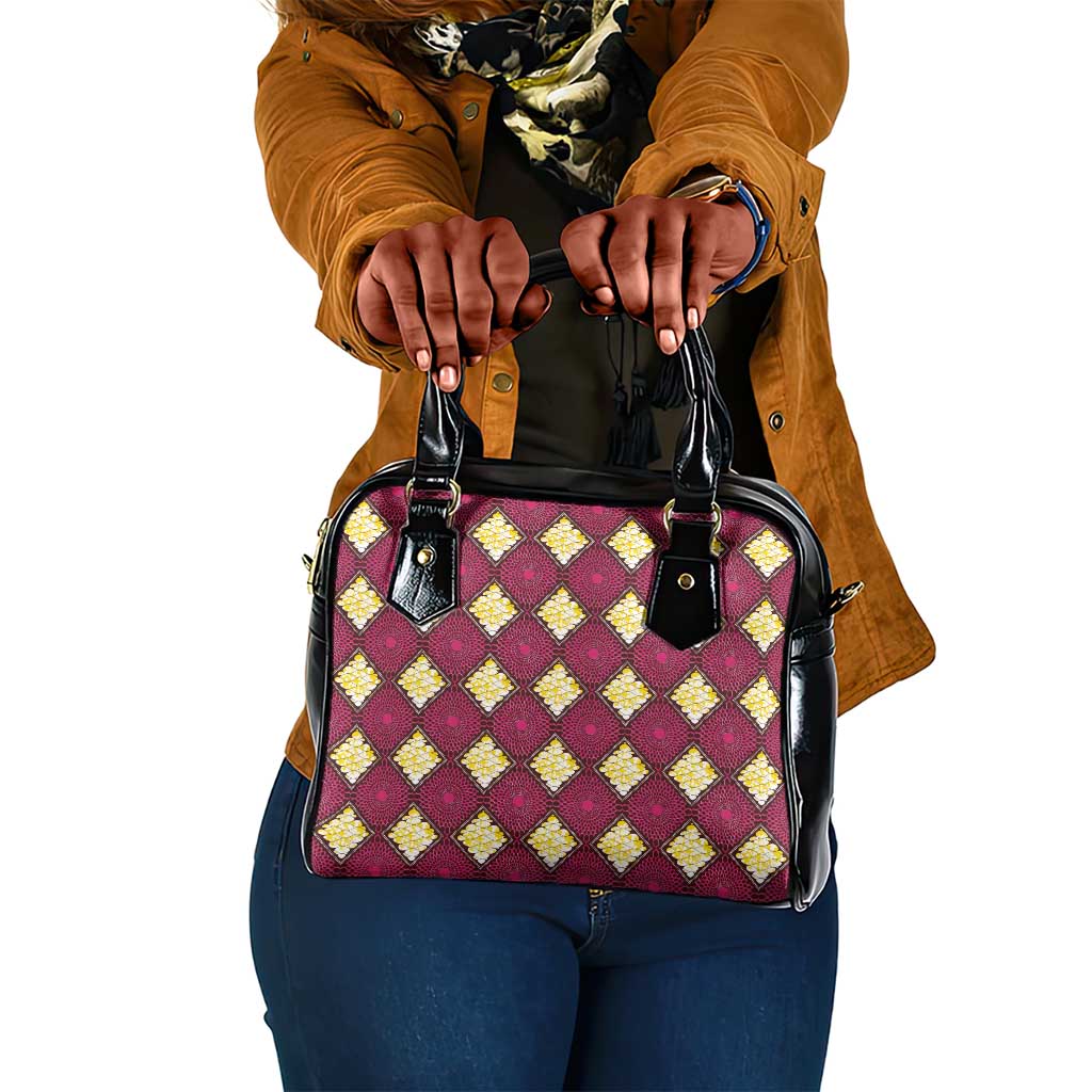 Ruby Gold African Ankara Pattern Shoulder Handbag
