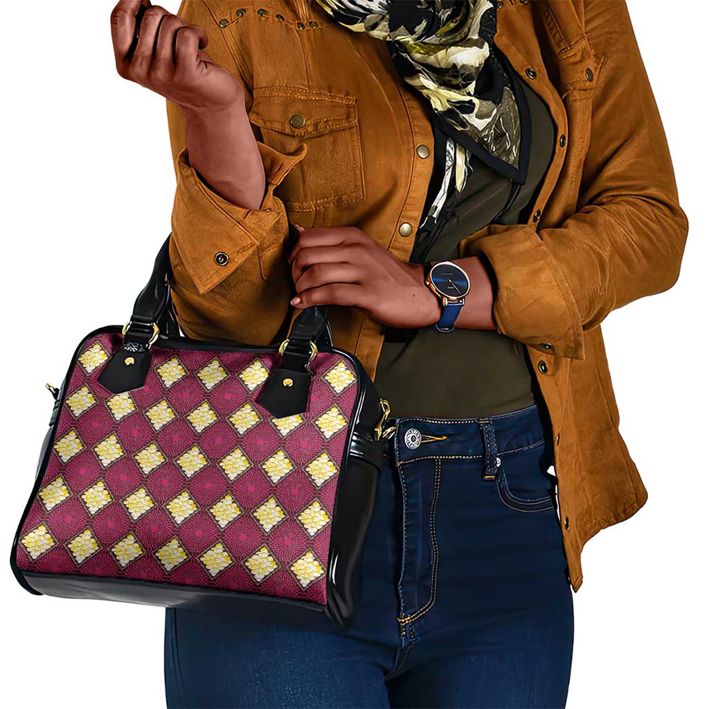 Ruby Gold African Ankara Pattern Shoulder Handbag