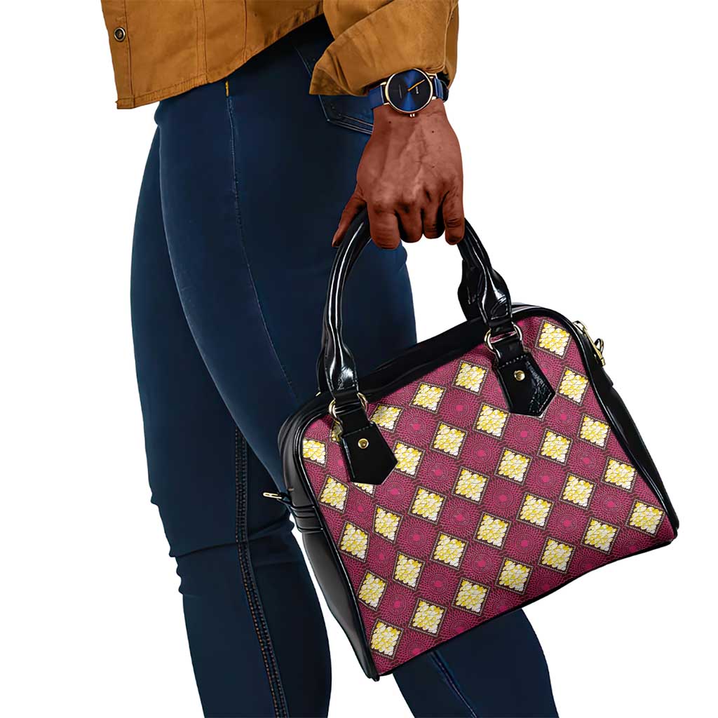 Ruby Gold African Ankara Pattern Shoulder Handbag