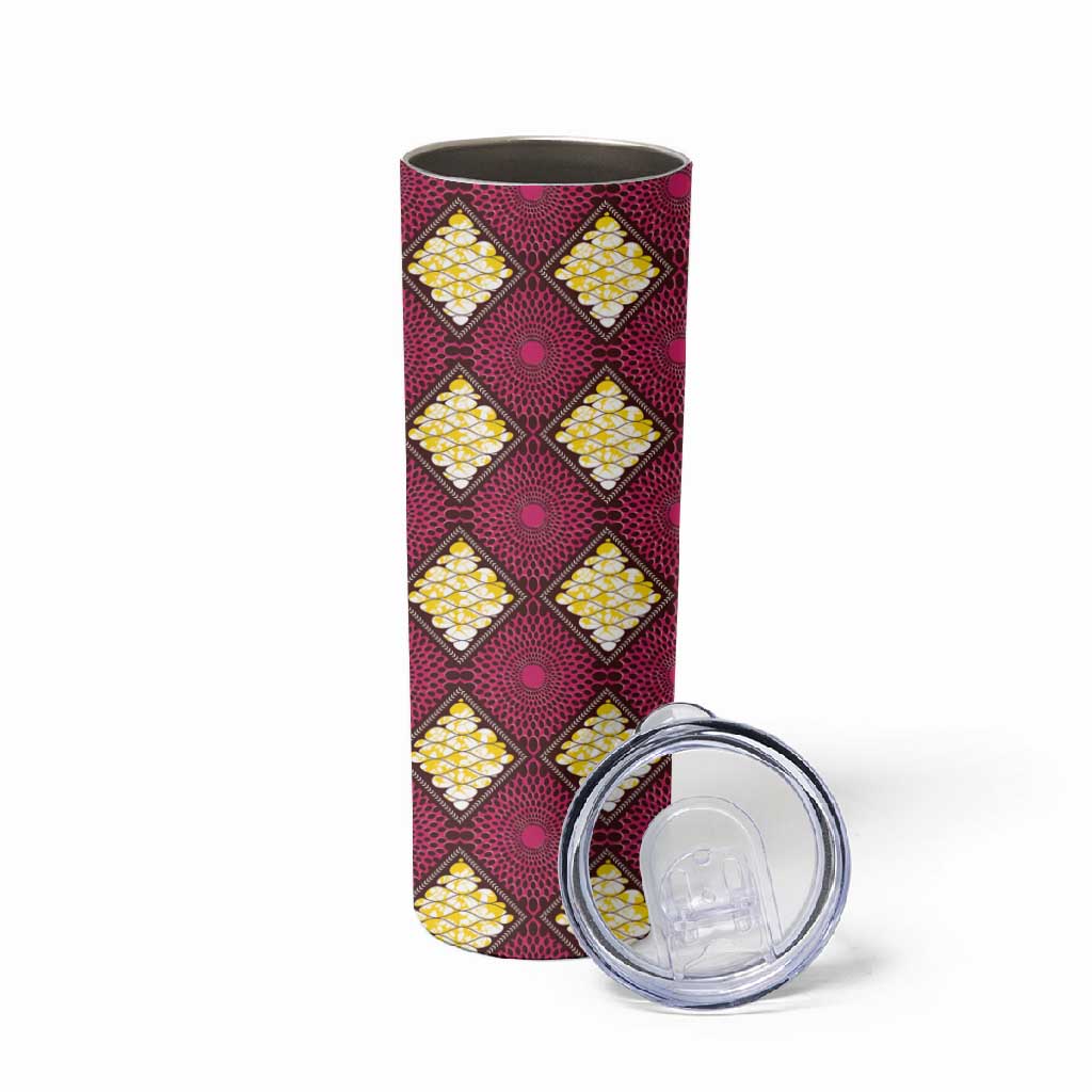 Ruby Gold African Ankara Pattern Skinny Tumbler