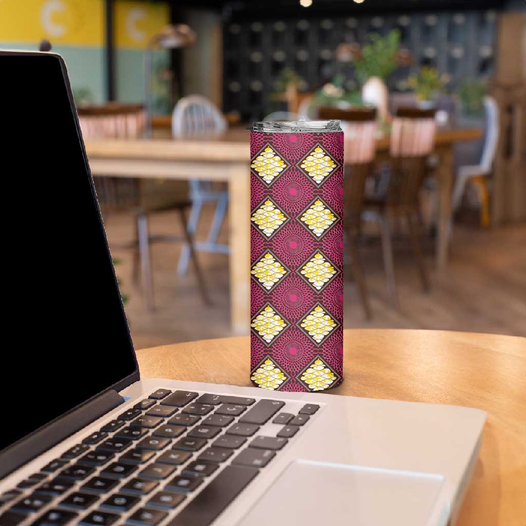 Ruby Gold African Ankara Pattern Skinny Tumbler