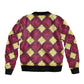 Ruby Gold African Ankara Pattern Sleeve Zip Bomber Jacket