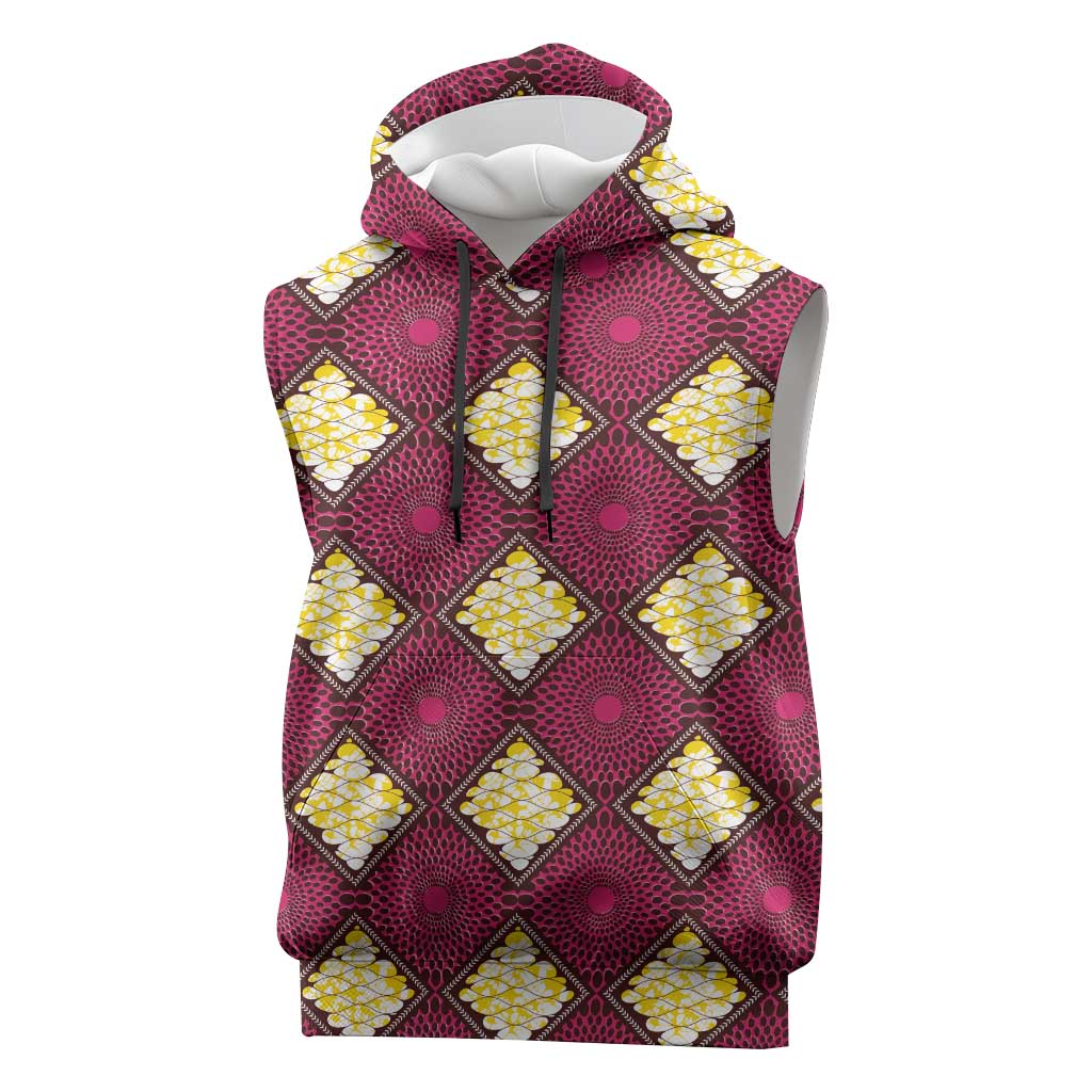 Ruby Gold African Ankara Pattern Sleeveless Hoodie