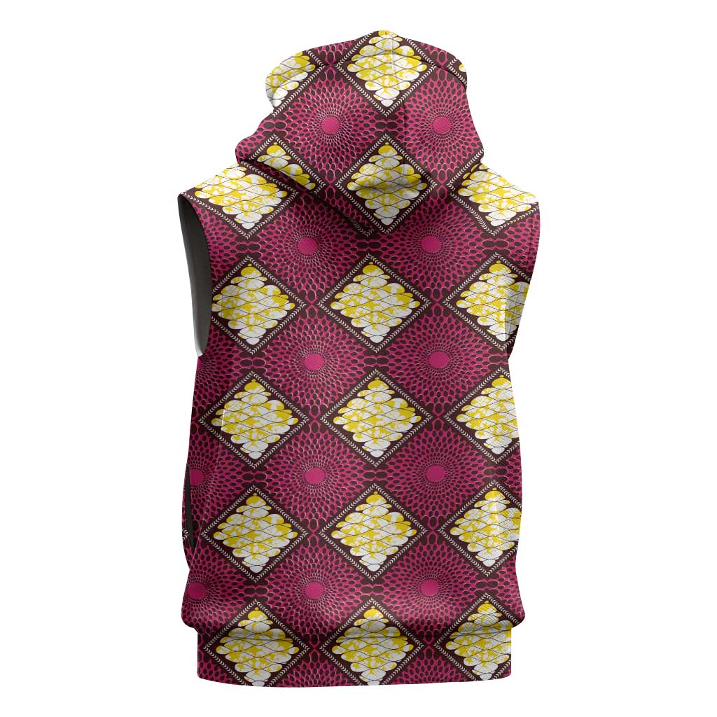 Ruby Gold African Ankara Pattern Sleeveless Hoodie