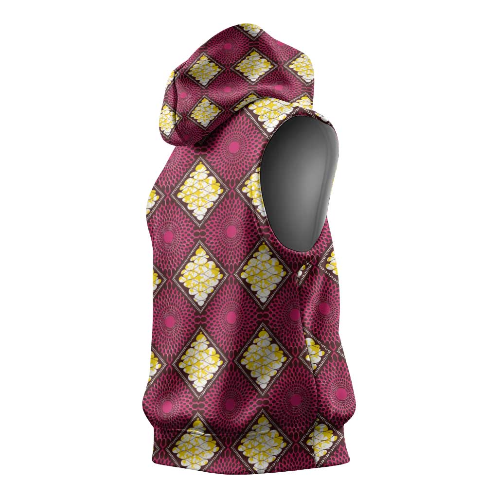 Ruby Gold African Ankara Pattern Sleeveless Hoodie