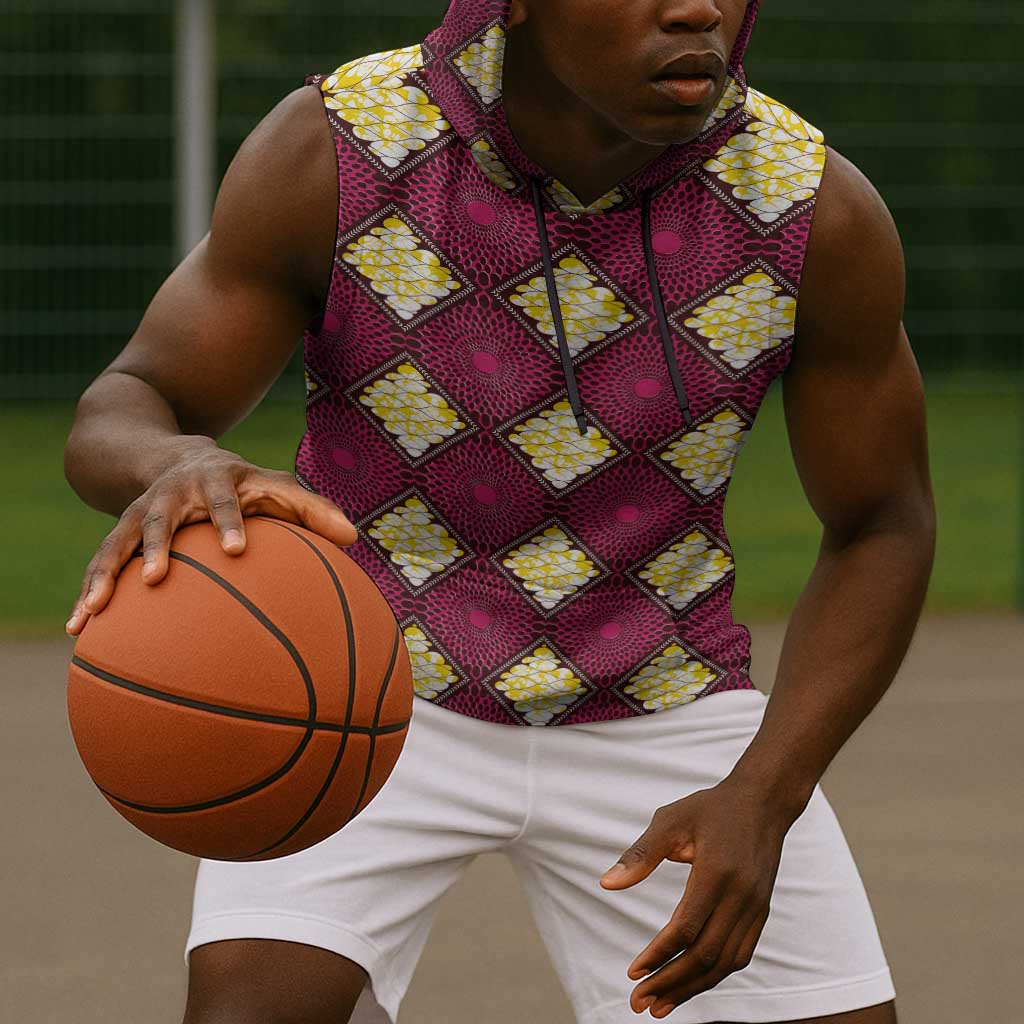 Ruby Gold African Ankara Pattern Sleeveless Hoodie