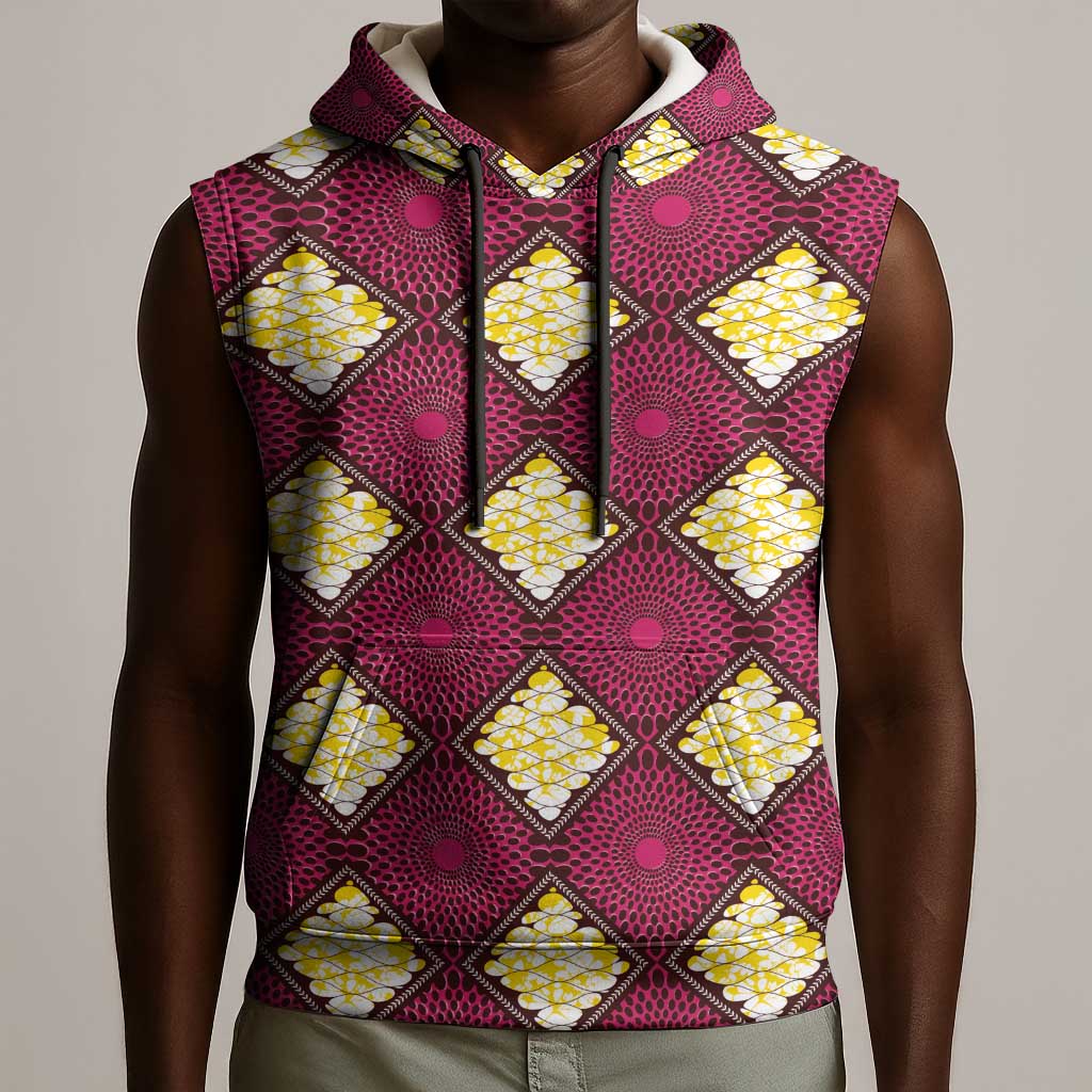 Ruby Gold African Ankara Pattern Sleeveless Hoodie