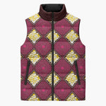Ruby Gold African Ankara Pattern Sleeveless Puffer Jacket