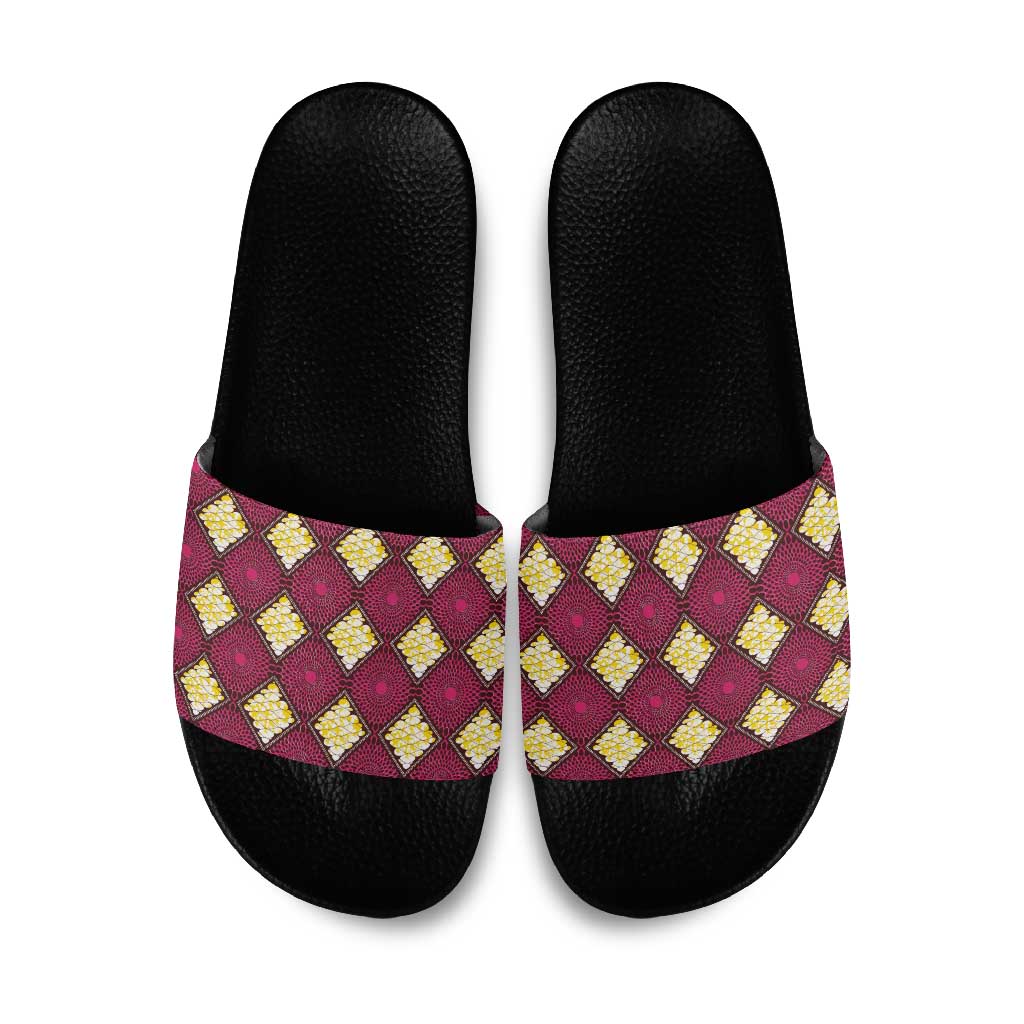Ruby Gold African Ankara Pattern Slide Sandals