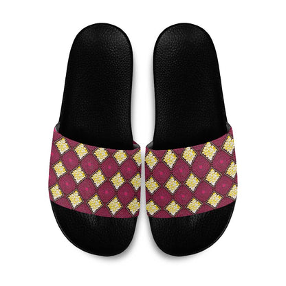Ruby Gold African Ankara Pattern Slide Sandals