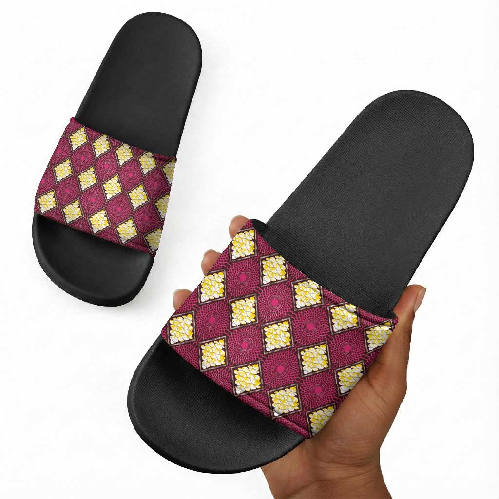 Ruby Gold African Ankara Pattern Slide Sandals