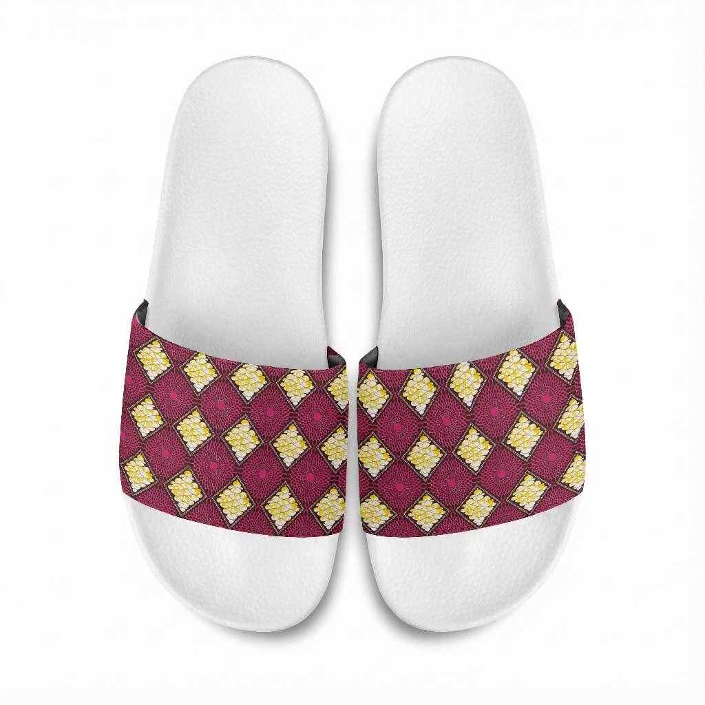 Ruby Gold African Ankara Pattern Slide Sandals