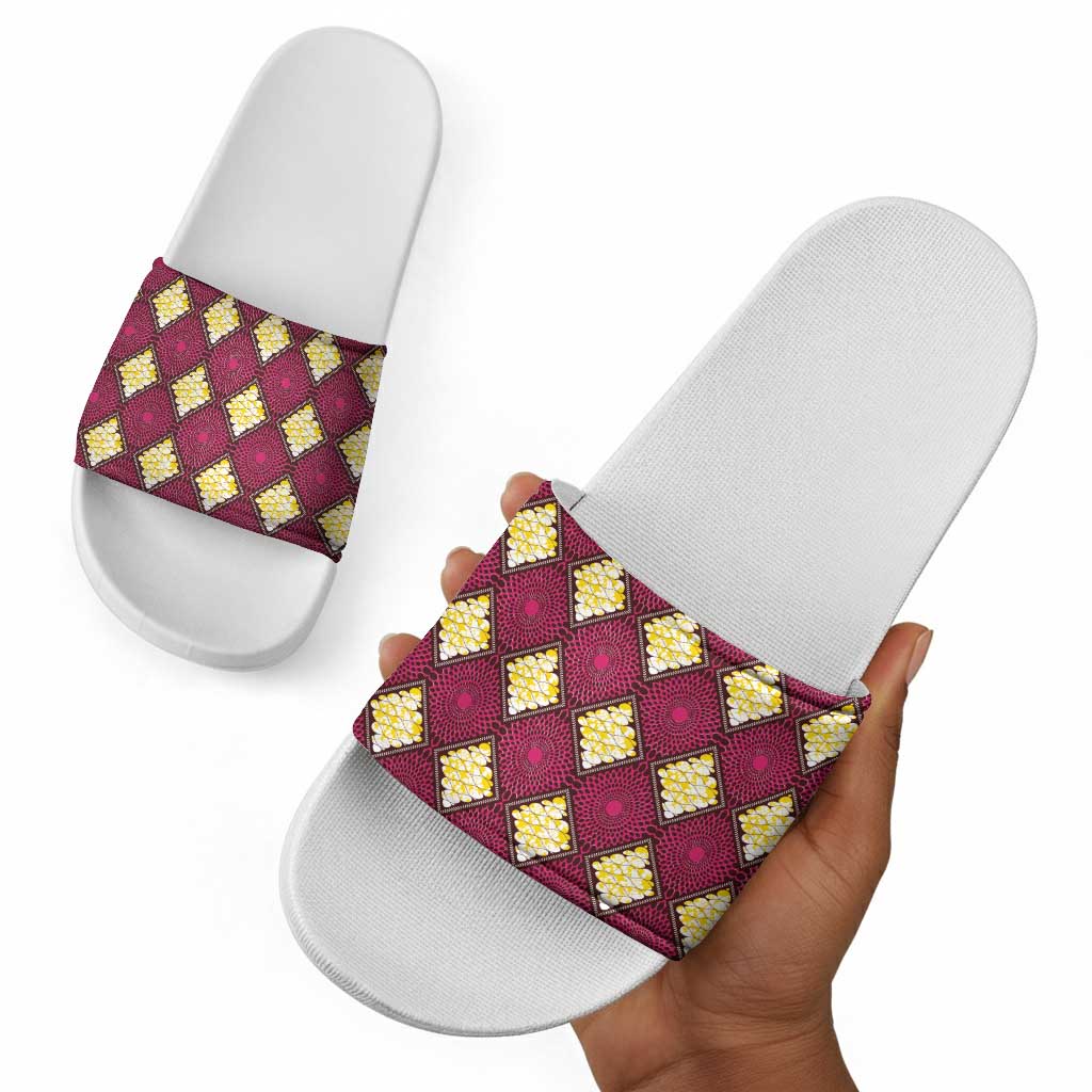 Ruby Gold African Ankara Pattern Slide Sandals